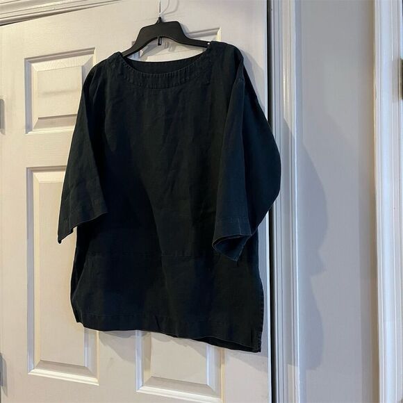 Pure Jill Women's Navy Linen Tunic Top Size S Casual Solid - Picture 2 of 7